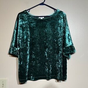 Elegant Teal Velvet Women's Blouse